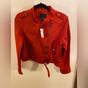 Banana Republic Red Suede Moto Jacket